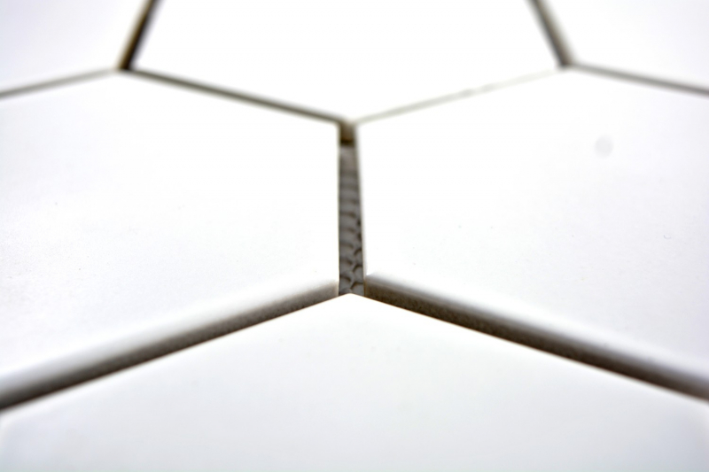 Hand-patterned mosaic tile ceramic hexagon white matt kitchen tile WC bathroom tile MOS11F-0111_m