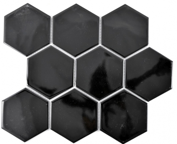 Hand pattern mosaic tile ceramic hexagon black glossy kitchen tile WC bathroom tile MOS11F-0301_m