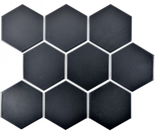 Hand-patterned mosaic tile ceramic hexagon black matt kitchen tile WC bathroom tile MOS11F-0311_m