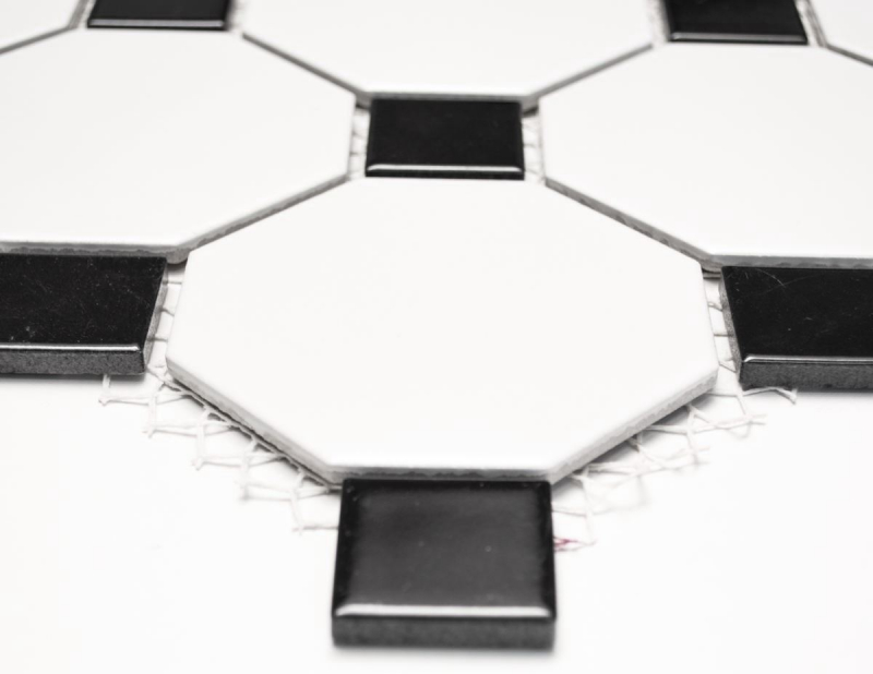 Hand sample mosaic tile ceramic octagonal white matt black glossy wall tile bathroom tile MOSOcta-190_m