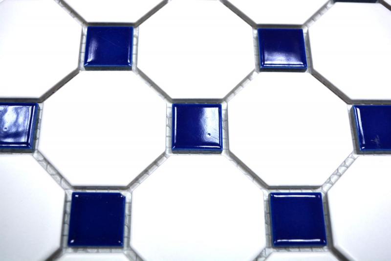Hand pattern mosaic tile ceramic blue octagon white matt blue glossy wall tile bathroom tile MOS13-OctaG464_m