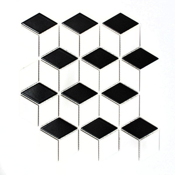 Hand pattern mosaic tile ceramic 3D cube white black glossy wall tile bathroom tile MOS13-OV01_m