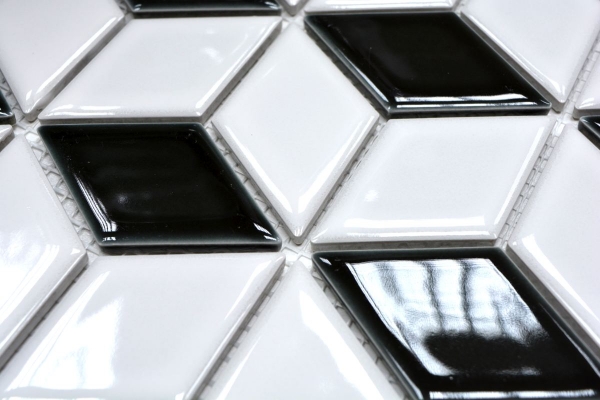 Hand pattern mosaic tile ceramic 3D cube white black glossy wall tile bathroom tile MOS13-OV01_m