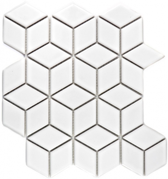 Cube mosaic tile ceramic 3D white glossy wall tile bathroom tile kitchen tile - MOS13OV-0101