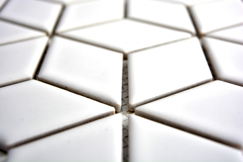 Cube mosaic tile ceramic 3D white glossy wall tile bathroom tile kitchen tile - MOS13OV-0101