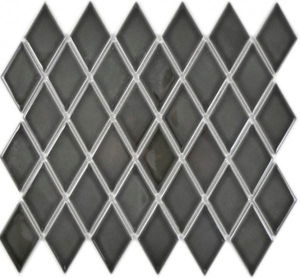 Mosaic tiles ceramic diamond black glossy shower splashback tile backsplash kitchen MOS13-DS0301_f | 10 mosaic mats