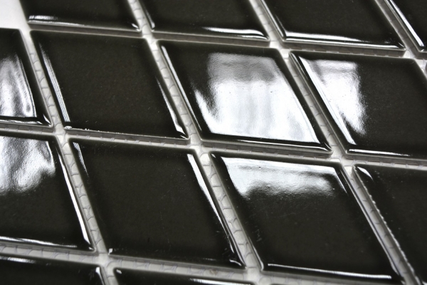 Mosaic tiles ceramic diamond black glossy shower splashback tile backsplash kitchen MOS13-DS0301_f | 10 mosaic mats