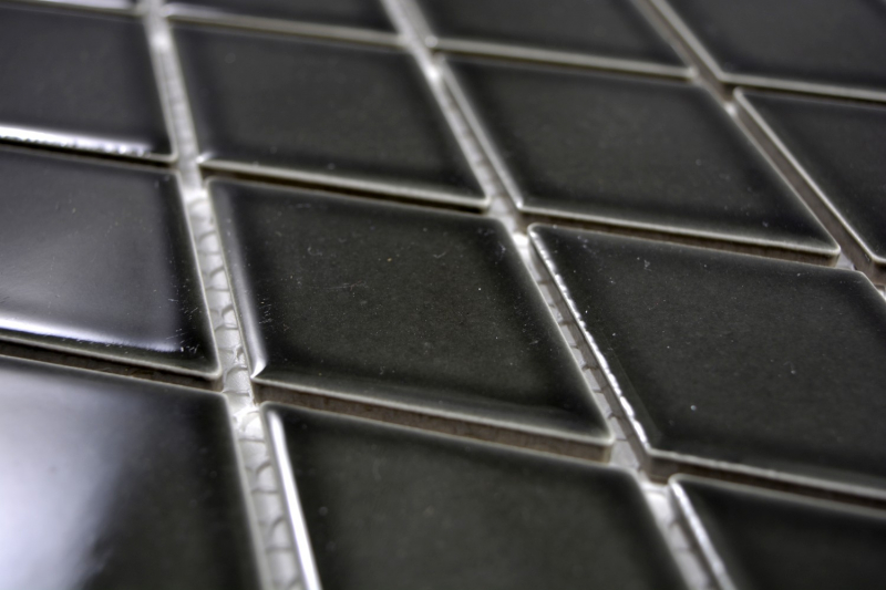 Mosaic tiles ceramic diamond black glossy shower splashback tile backsplash kitchen MOS13-DS0301_f | 10 mosaic mats