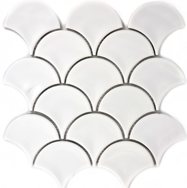 Fan mosaic tile ceramic fish scale drop white tile WC bathroom tile wall tile - MOS13-FS01