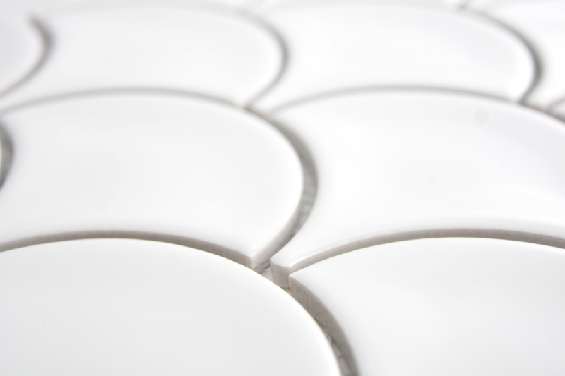 Fan mosaic tile ceramic fish scale drop white tile WC bathroom tile wall tile - MOS13-FS01