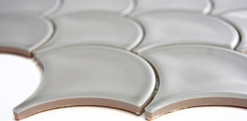 Hand-painted mosaic tile ceramic gray fan stone gray glossy MOS13-FS02_m