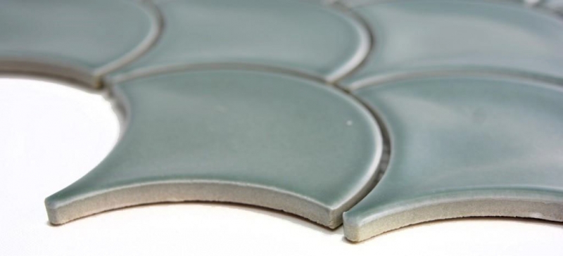 Fan mosaic tile ceramic fish scale drop pastel petrol tile WC bathroom tile kitchen wall - MOS13-FS18