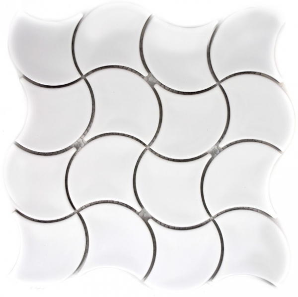 Hand pattern mosaic tile ceramic fan white glossy wave wall tile bathroom tile MOS13-FSW01_m