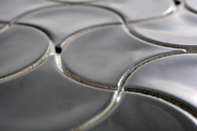 Hand pattern mosaic tile ceramic fan black glossy wave wall tile bathroom tile MOS13-FSW03_m