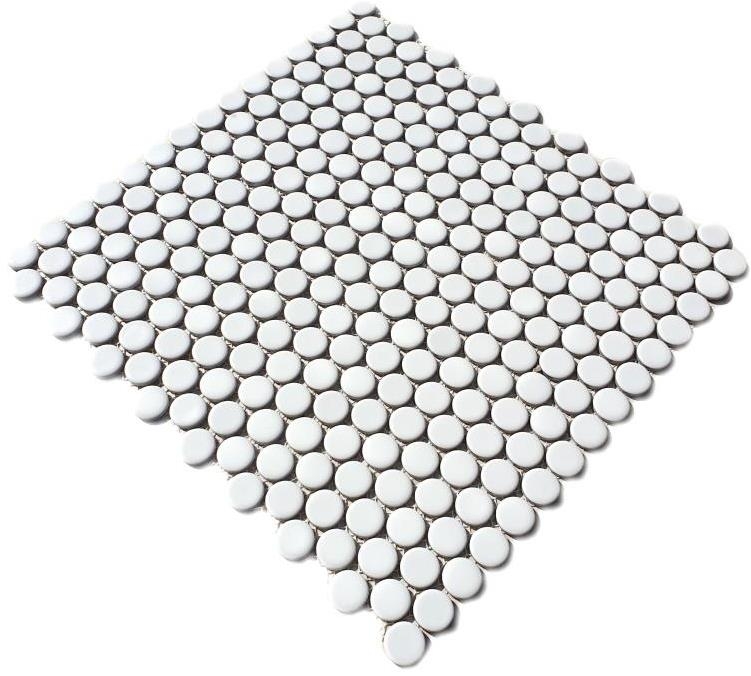 Button mosaic LOOP round mosaic white glossy wall kitchen shower BATH MOS10-0102