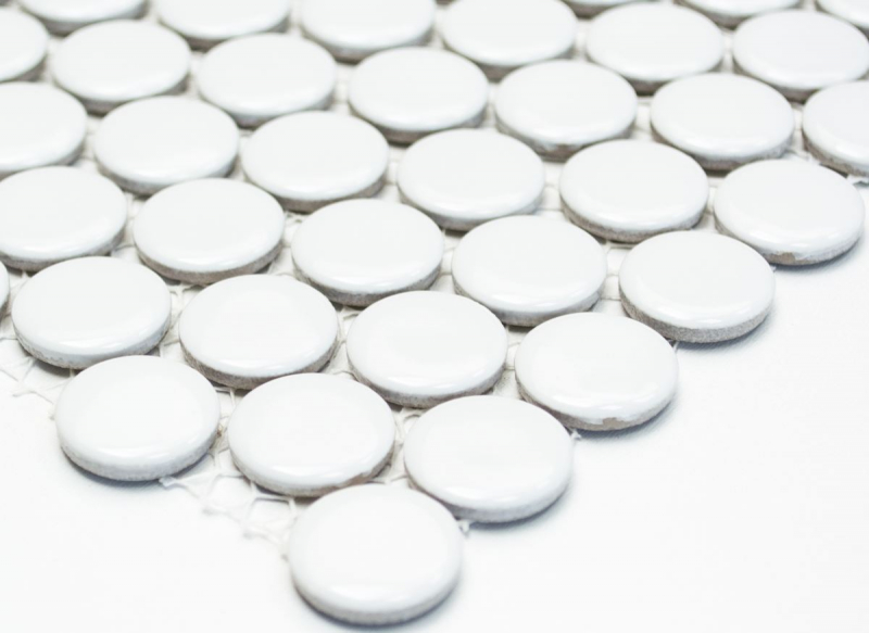 Hand pattern button mosaic LOOP round mosaic white glossy wall kitchen shower BATH MOS10-0102_m