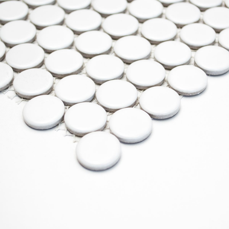 Hand pattern button mosaic LOOP round mosaic white matt wall kitchen shower BATH MOS10-0111_m