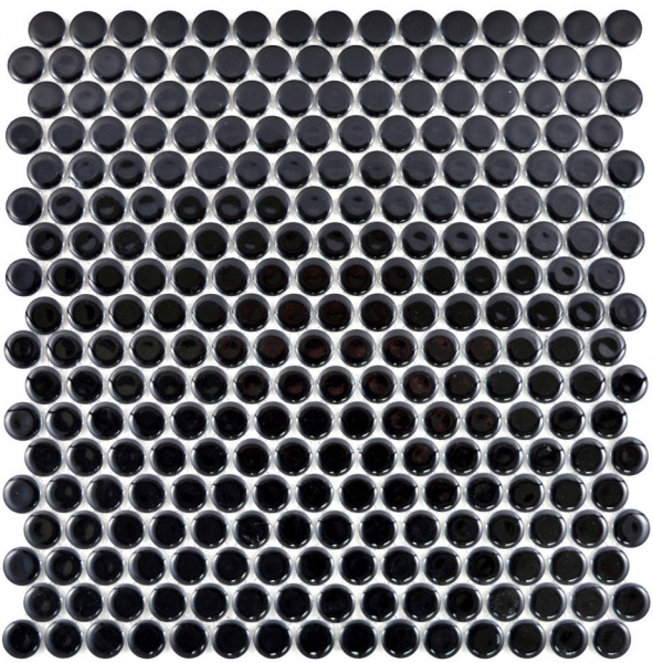 Hand pattern button mosaic LOOP round mosaic black glossy wall kitchen shower BATH MOS10-0300_m