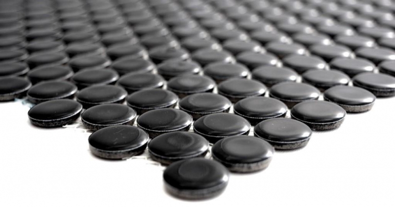 Hand pattern button mosaic LOOP round mosaic black glossy wall kitchen shower BATH MOS10-0300_m