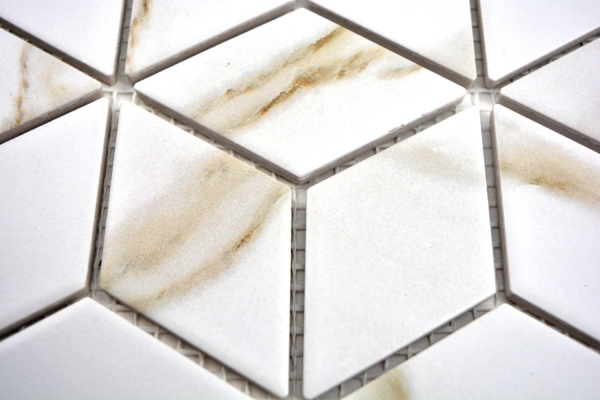 Hand-patterned mosaic tile ceramic white diamond POV Calacatta wall tile bathroom tile MOS13-0112_m