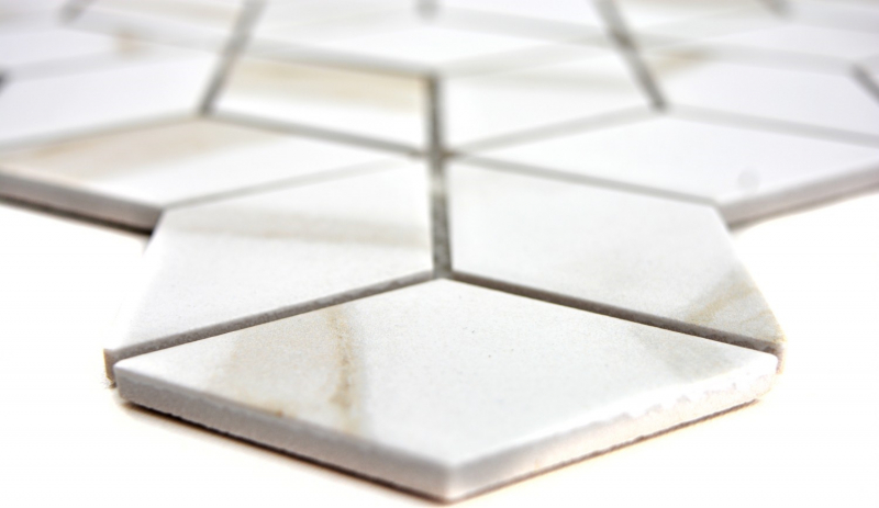 Hand-patterned mosaic tile ceramic white diamond POV Calacatta wall tile bathroom tile MOS13-0112_m