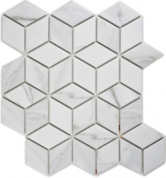 Mosaic tile ceramic white diamond POV Carrara look wall tile bathroom tile MOS13-0102_f | 10 mosaic mats