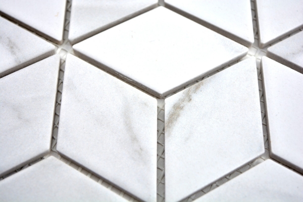 Mosaic tile ceramic white diamond POV Carrara look wall tile bathroom tile MOS13-0102_f | 10 mosaic mats