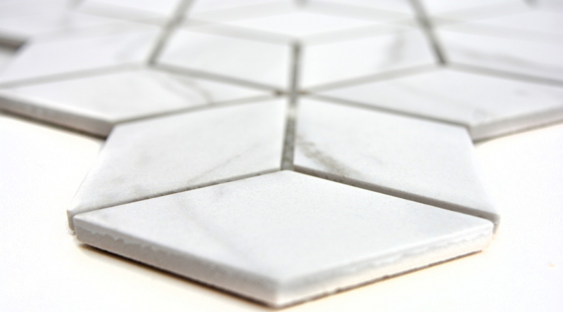 Mosaic tile ceramic white diamond POV Carrara look wall tile bathroom tile MOS13-0102_f | 10 mosaic mats