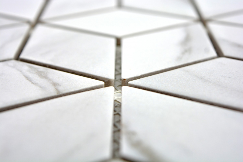 Mosaic tile ceramic white diamond POV Carrara look wall tile bathroom tile MOS13-0102_f | 10 mosaic mats