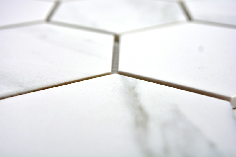 Mosaic tile ceramic white hexagon Carrara look wall tile bathroom tile MOS11F-0102_f | 10 mosaic mats