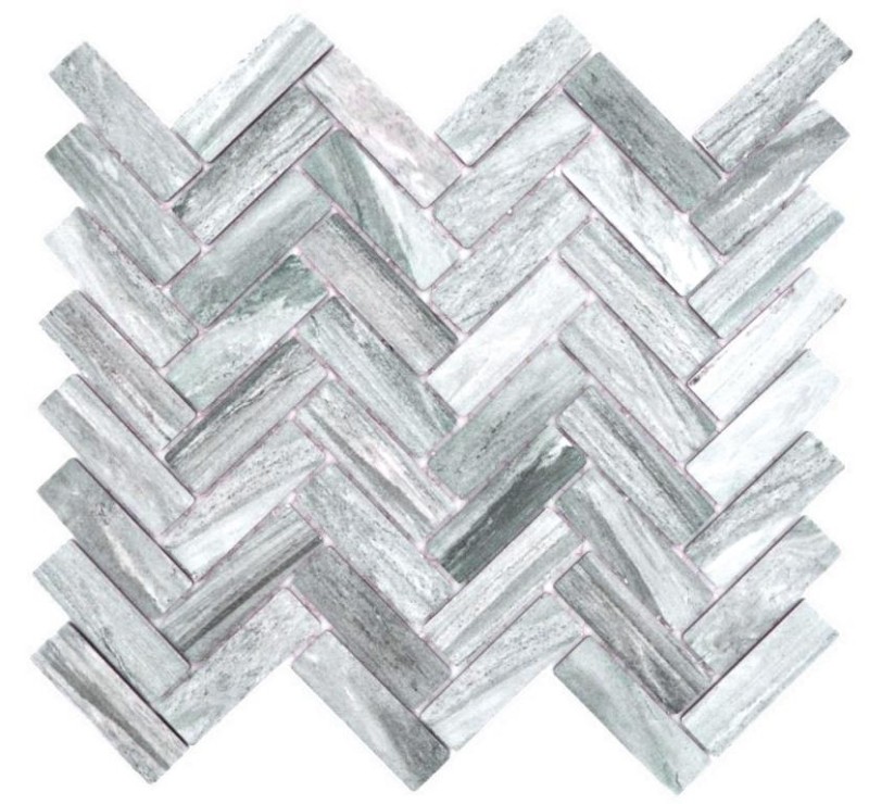 Herringbone mosaic tile ceramic stone look gray shower splashback tile mirror MOS24-SO32