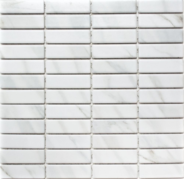 Hand-patterned mosaic tile Ceramic stone effect white tile backsplash kitchen MOS24-STSO01_m
