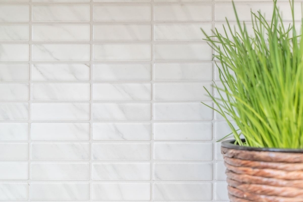 Hand-patterned mosaic tile Ceramic stone effect white tile backsplash kitchen MOS24-STSO01_m