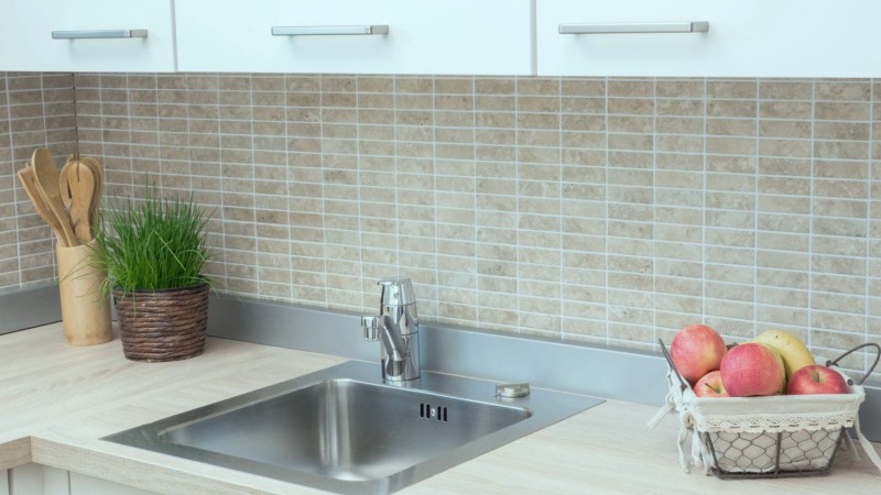 Ceramic stone-effect mosaic tile beige tile backsplash kitchen MOS24-STSO67