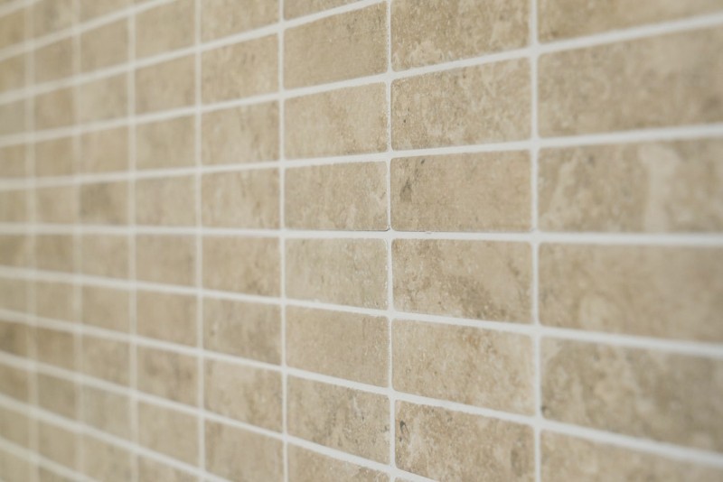 Ceramic stone-effect mosaic tile beige tile backsplash kitchen MOS24-STSO67
