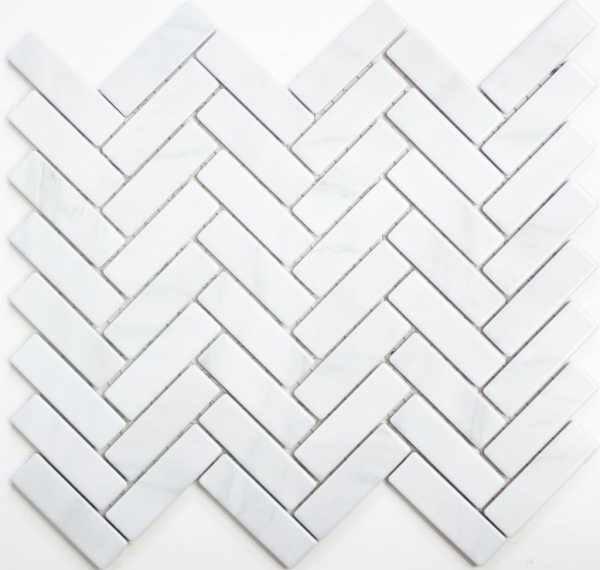 Hand-painted mosaic tile ceramic herringbone stone effect white tile backsplash kitchen MOS24-SO10_m
