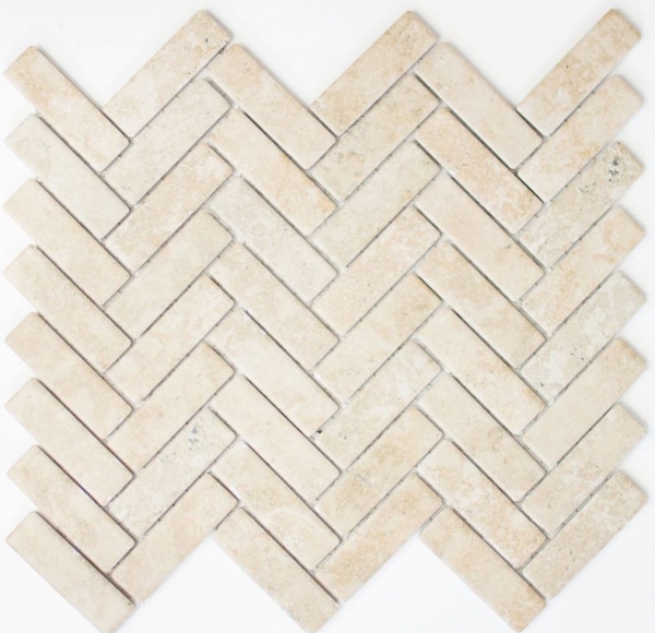 Hand-painted mosaic tile ceramic herringbone stone effect light beige tile backsplash kitchen MOS24-SO54_m
