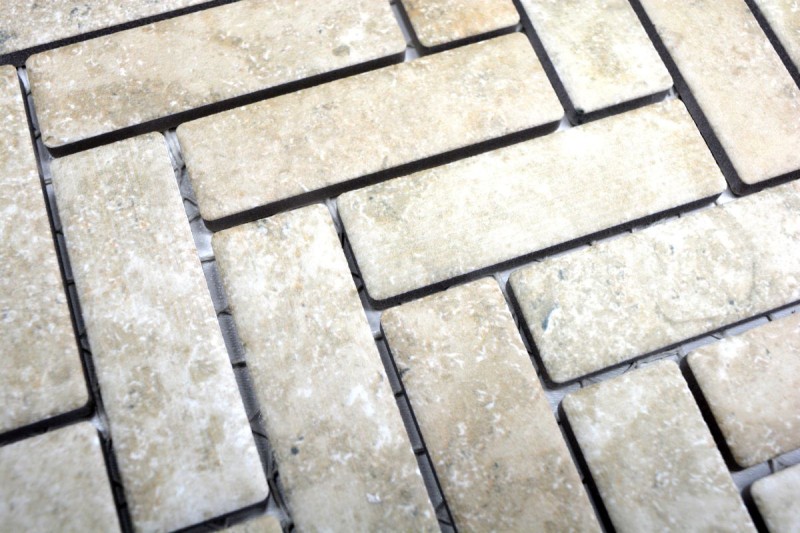 Herringbone mosaic tile ceramic stone effect beige tile backsplash kitchen MOS24-SO76