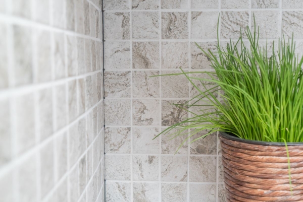 Hand-painted mosaic tile natural stone look gray beige texture tile backsplash MOS16-HWA4LG_m