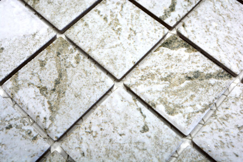 Hand-painted mosaic tile natural stone look gray beige texture tile backsplash MOS16-HWA4LG_m