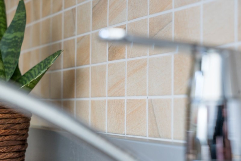 Ceramic mosaic tile natural stone look beige structure bathroom tile backsplash MOS16-AISO98
