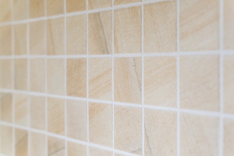 Ceramic mosaic tile natural stone look beige structure bathroom tile backsplash MOS16-AISO98