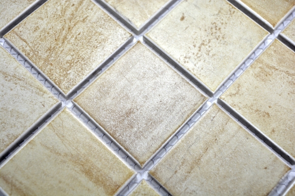 Mosaic tile natural stone look texture travertine beige yellow wall tile MOS16-1202_f | 10 mosaic mats
