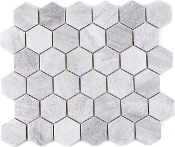 Hand-painted mosaic tile ceramic hexagon travertine gray matt tile backsplash kitchen MOS11G-0202_m