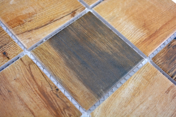 Wood-effect ceramic mosaic tile Vintage Wood mosaic tile brown tile backsplash MOS16-2004