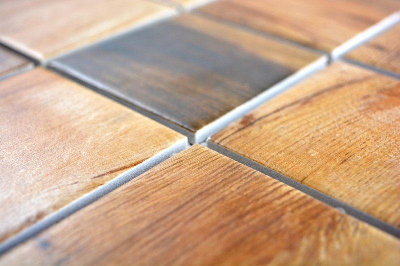 Wood-effect ceramic mosaic tile Vintage Wood mosaic tile brown tile backsplash MOS16-2004