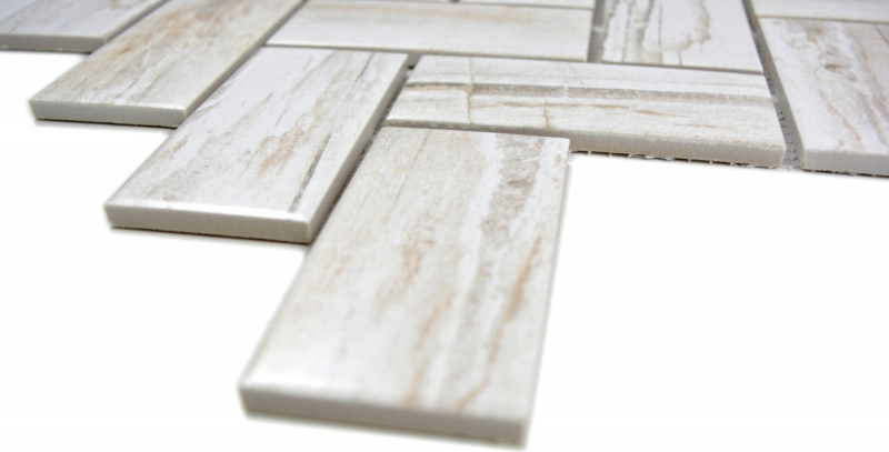Mosaic tile ceramic beige herringbone wood light tile backsplash kitchen MOS24-2002_f
