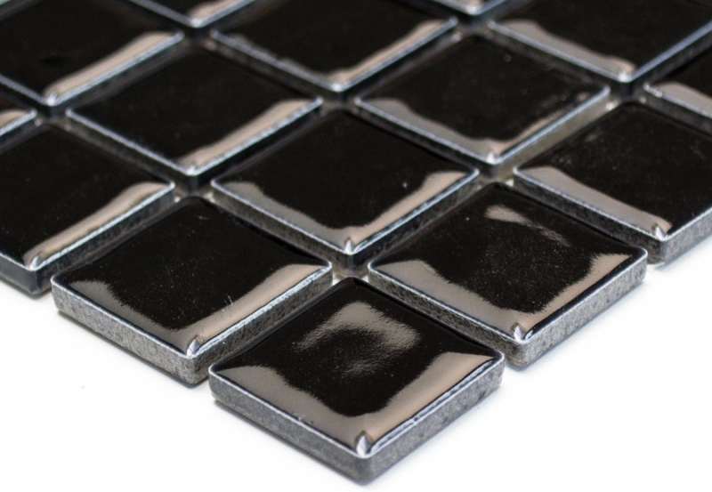 Hand-painted mosaic tile ceramic BLACK GLOSSY wall tile backsplash kitchen MOS18-0302_m