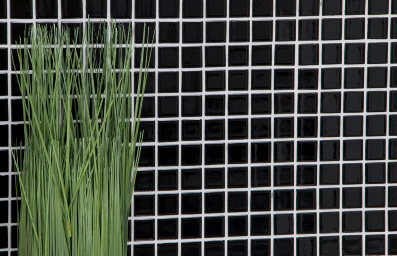Ceramic mosaic Mosaic net black high gloss Tile backsplash kitchen MOS18-0302
