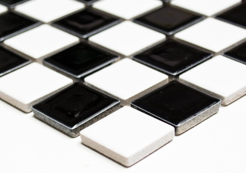 Ceramic mosaic chessboard black white glossy mosaic tile backsplash MOS18-0306